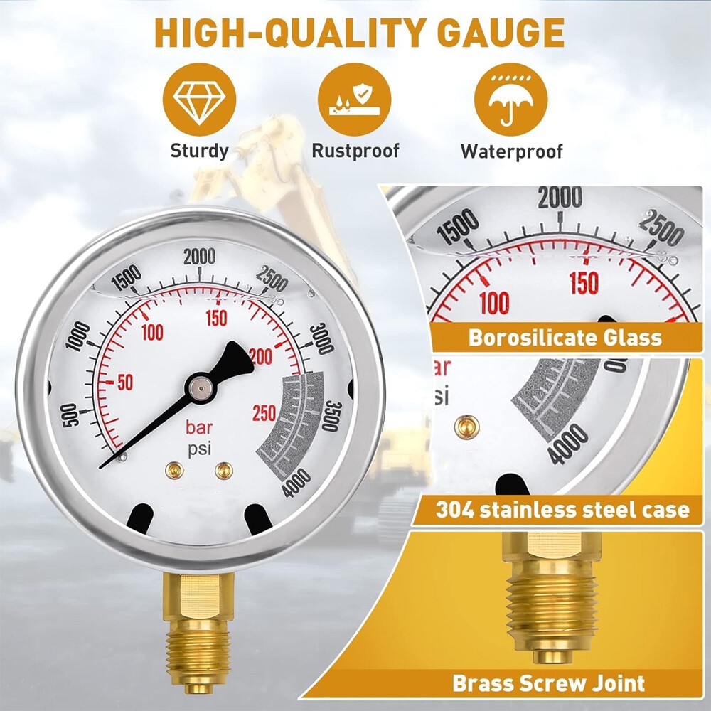 Hydraulic Pressure Test Kit 5 Gauges 13 Couplings 14 Tee Connectors 5 Test Hoses
