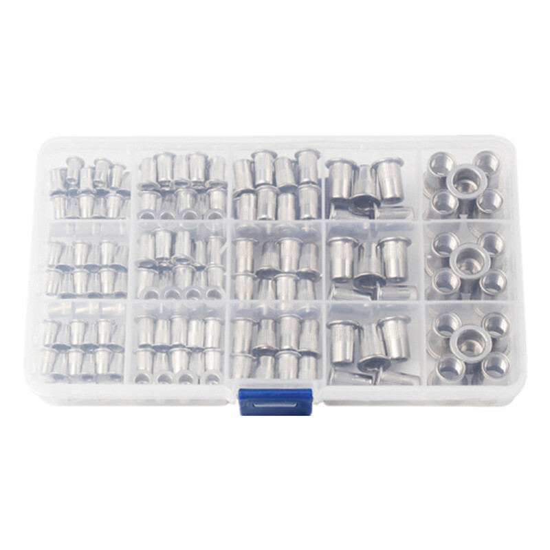 150PCS Rivet Nuts Kit Stainless Steel Flat Head Threaded Insert Nutsert Set US