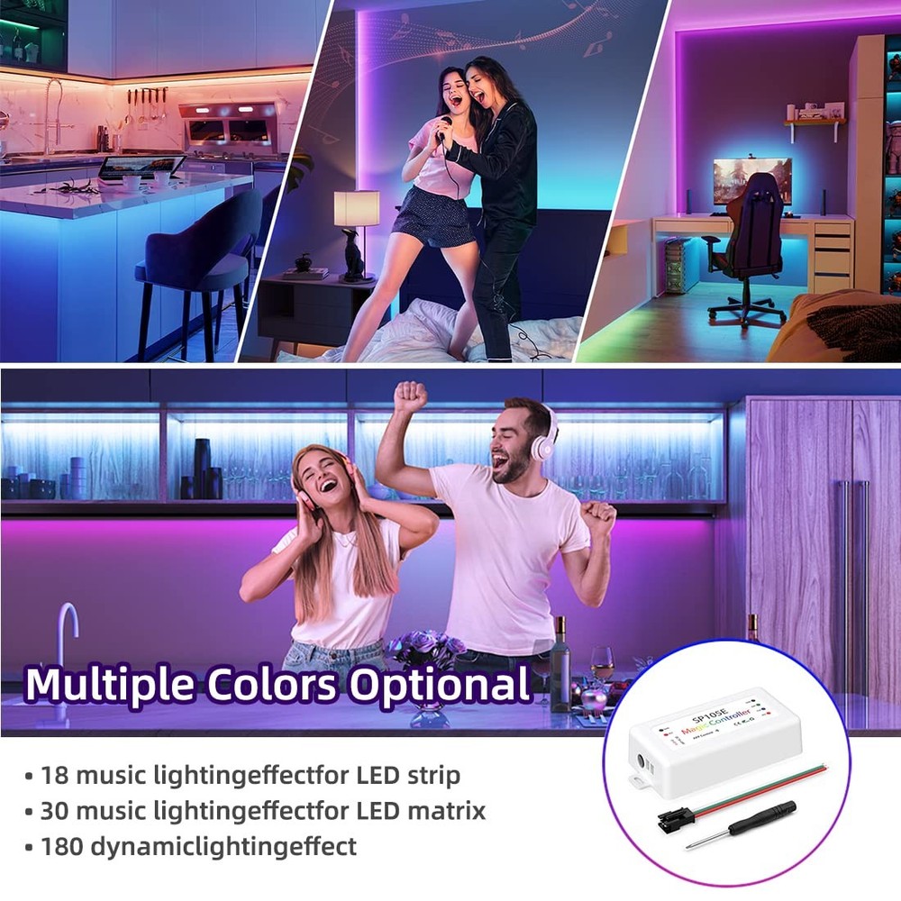 SP105E WS2811 Bluetooth Led Controller DC5-24V App Wireless Control, Addressa...