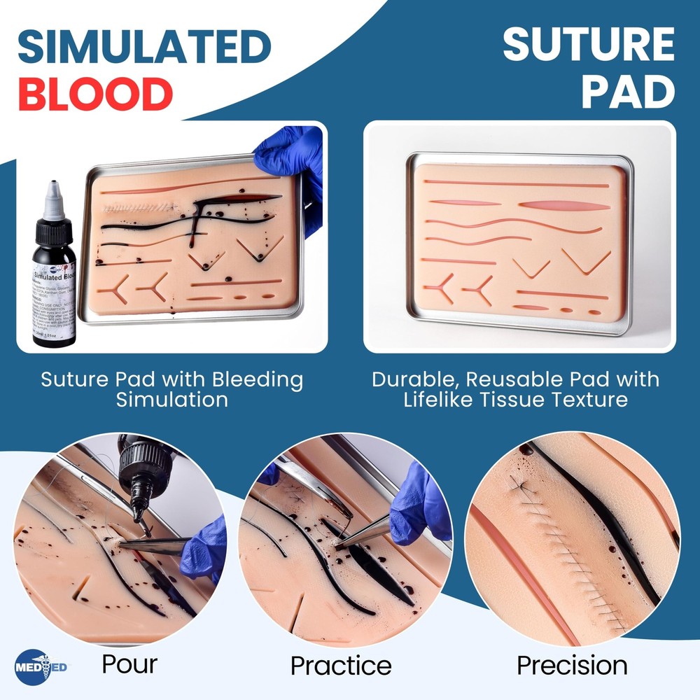 MEDED Suture Practice Kit with Blood | Realistic Complete Suture Practice Kit...