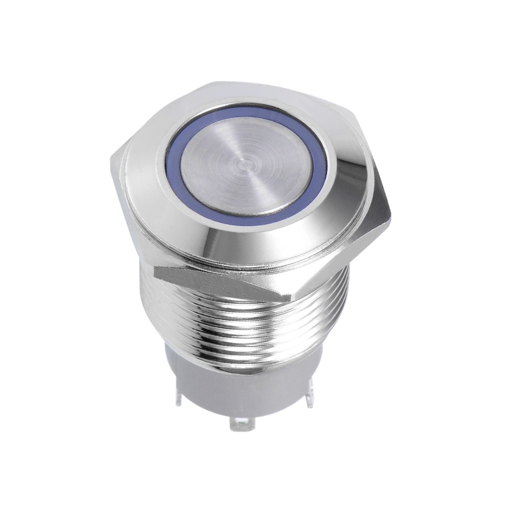 Push Button Switch 1NO Copper Nickel Plated Momentary Button 16mm 3V Silver