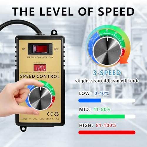 AC Motor Speed Controller 100V-120V 15A Variable Fan Speed Controller