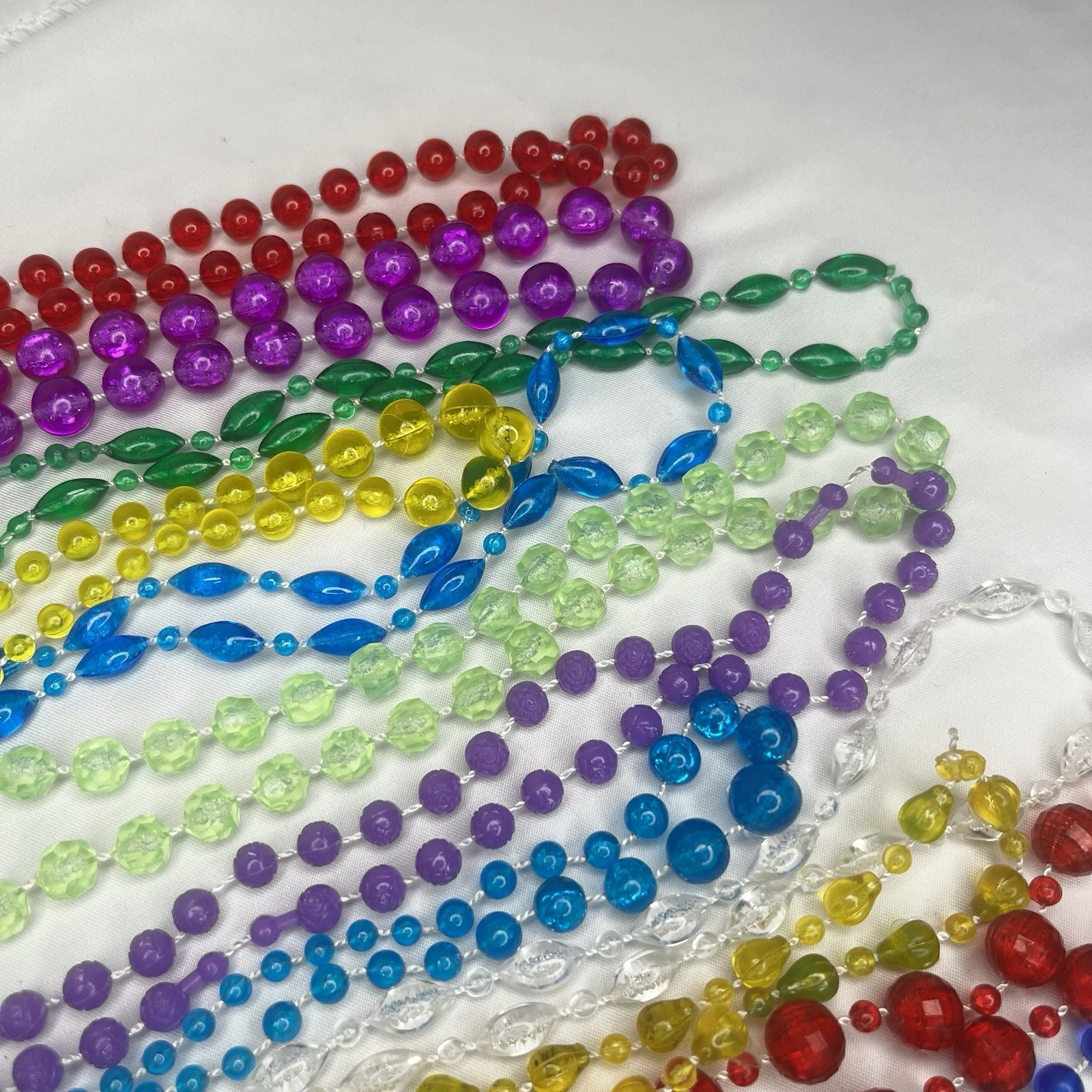 Vintage Mardi Gras Beads 70's-80's- carnival parade beads Lot Of 15 Necklaces