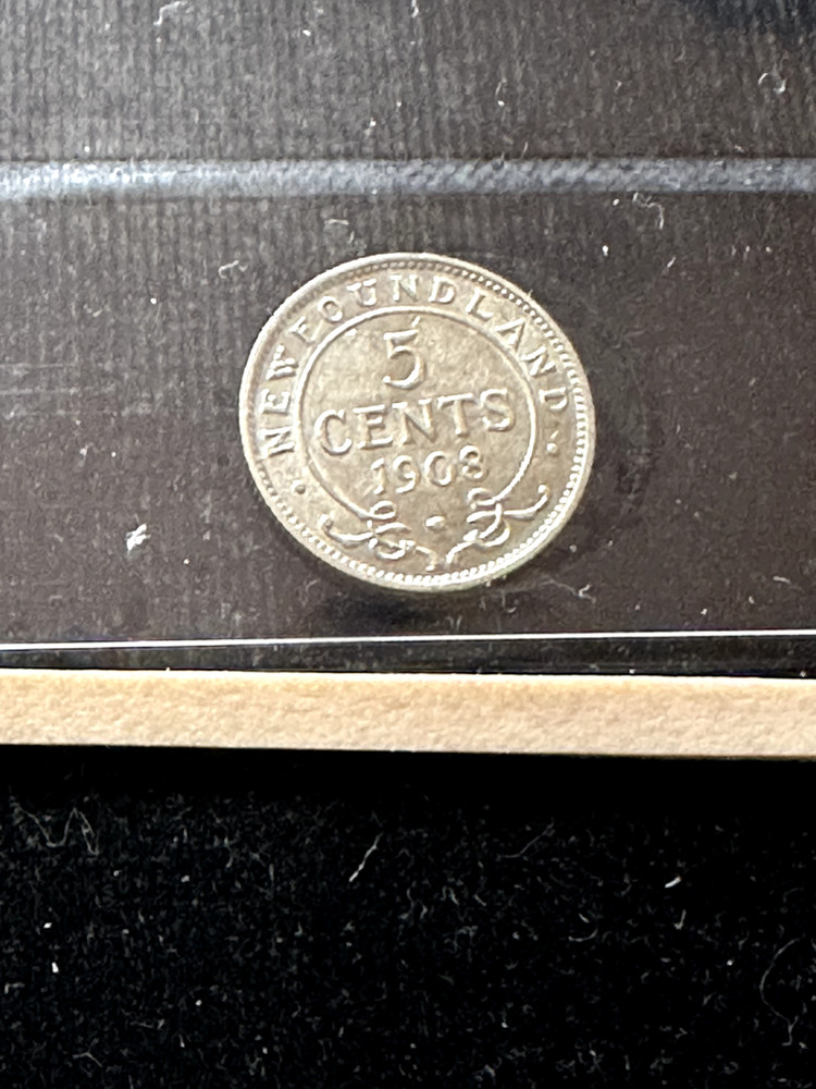 1908  ICCS Graded Newfoundland   5¢  **EF-40** Cert# XPW 821