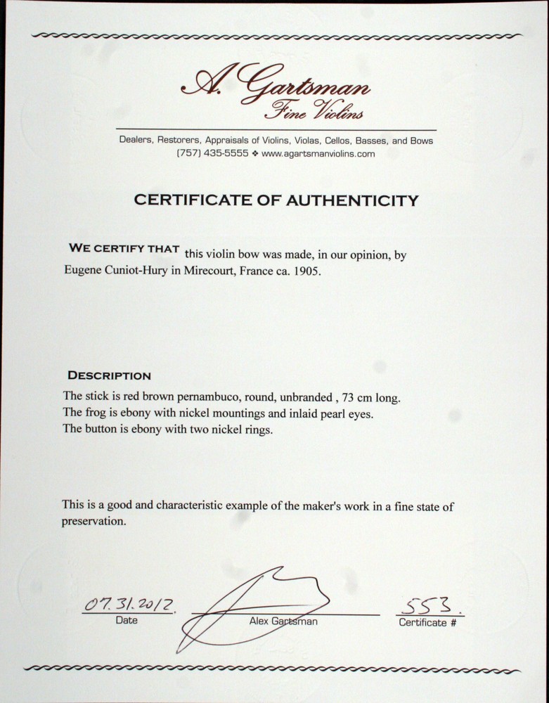 eugene c.hury violin bow
