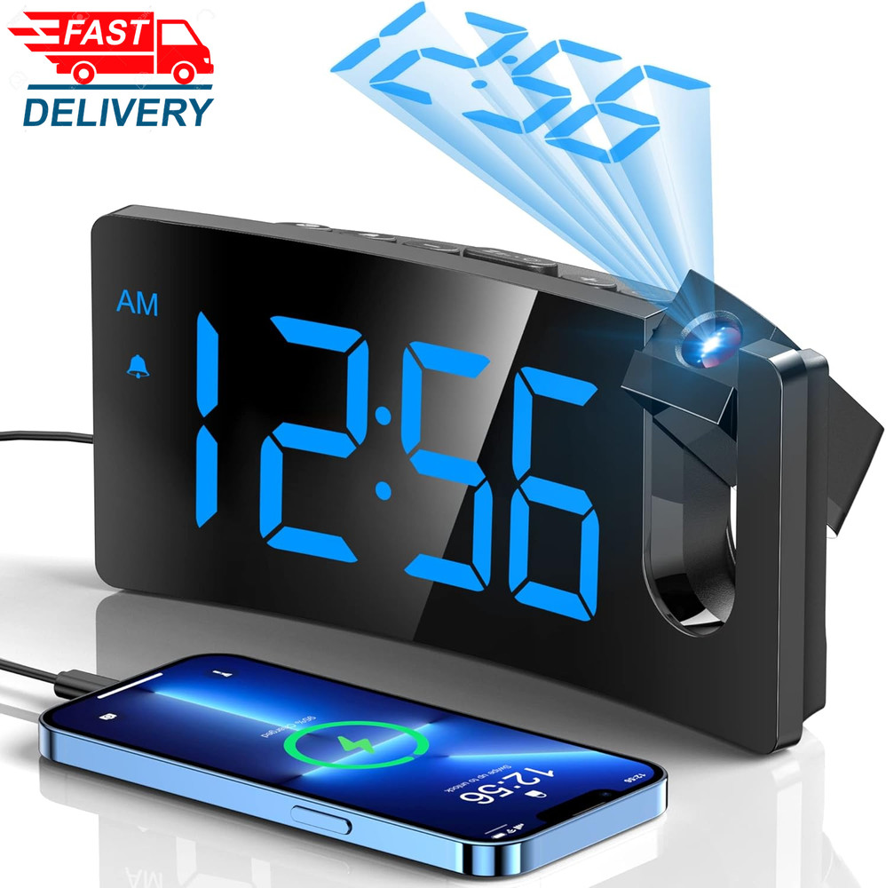Projection Alarm Clock, Digital Clock with 180° Rotatable Projector 👌✌️