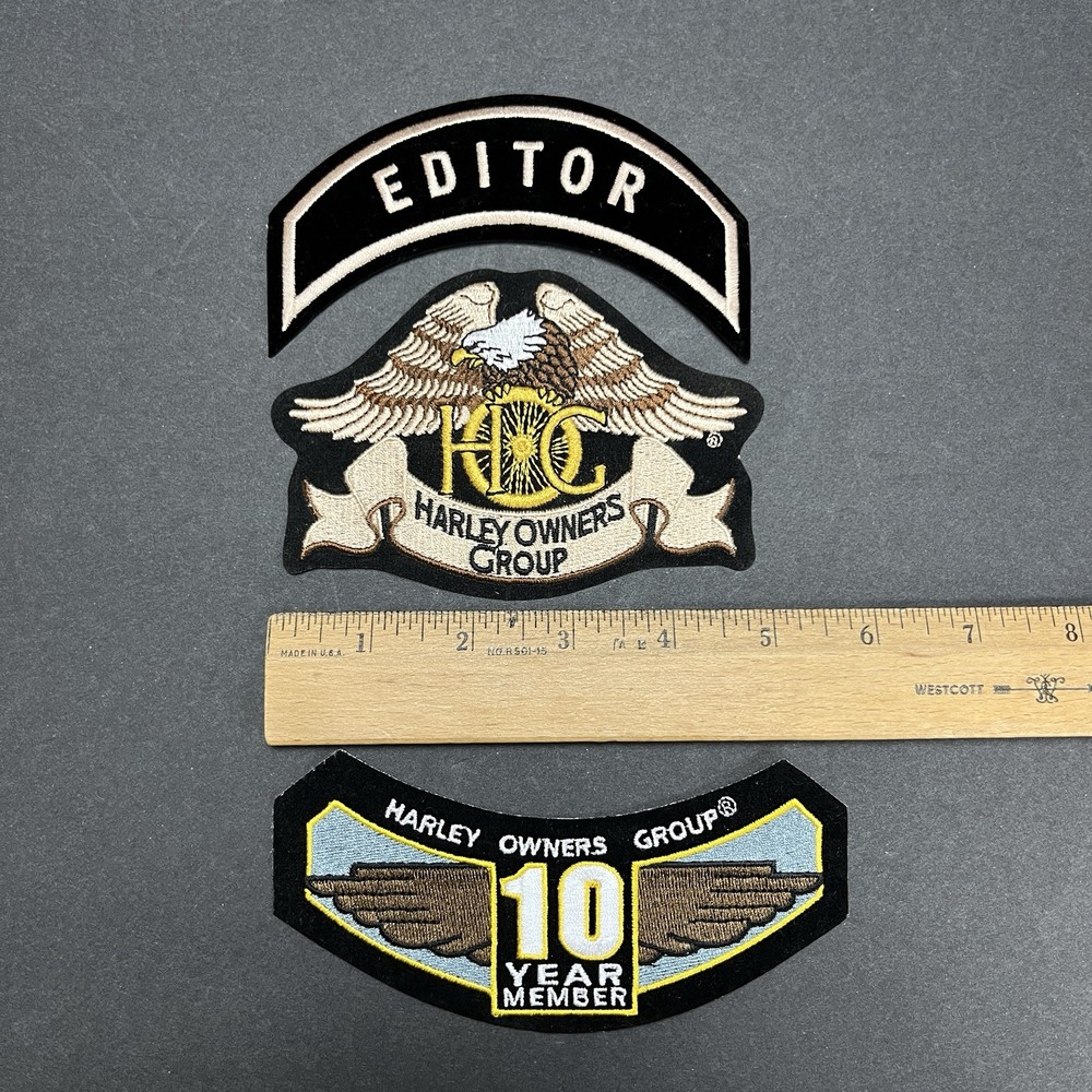 Harley Davidson Owners Group HOG Patch, 10 Years Patch, Editor Rocker Patch