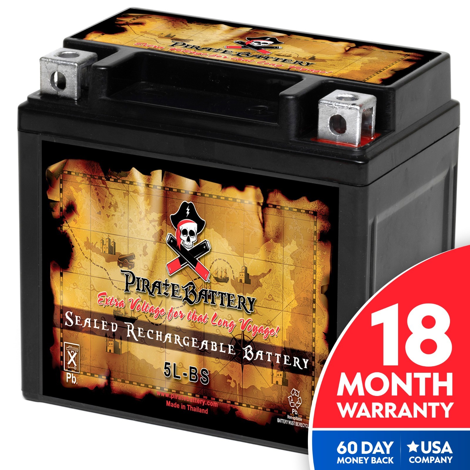 YTX5L-BS  High Performance - Maintenance Free - Sealed AGM Motorcycle Battery