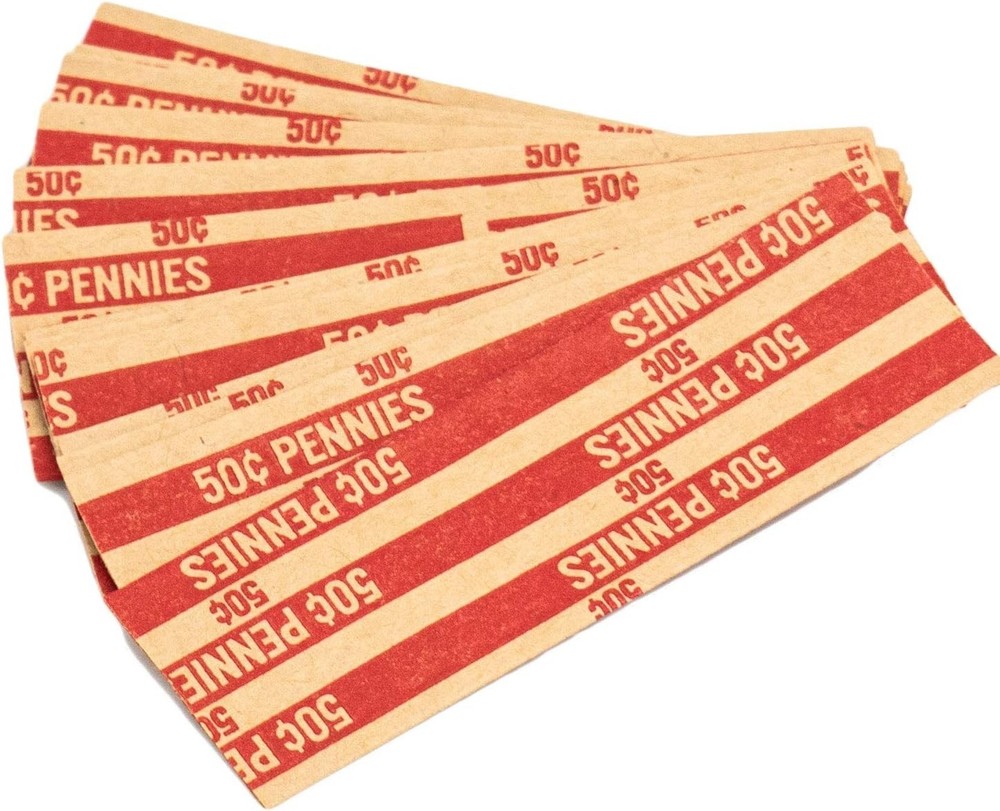 100 Flat Penny Coin Wrappers - Color-Coded for Easy Organization