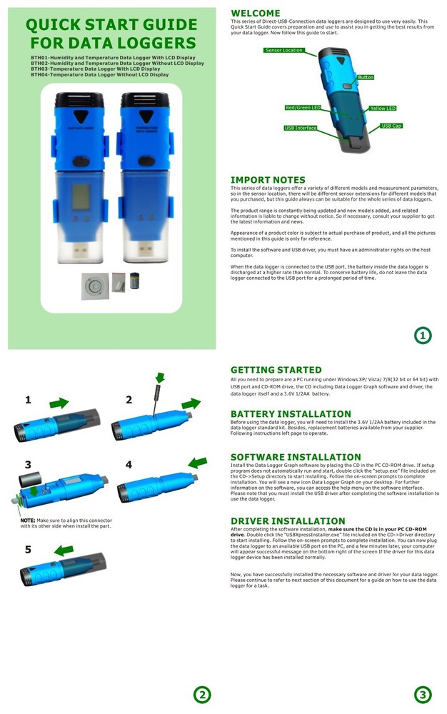 BSIDE BTH01 Digital USB Two-Channel Temperature Humidity Data Logger Recorder