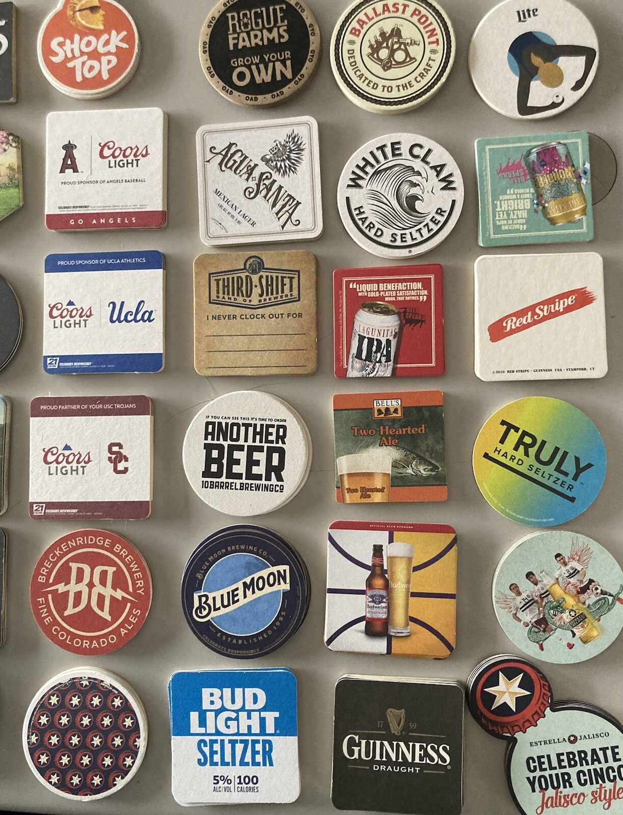 60 Unique Beer Bar Coasters Pint Glass mat coaster Craft Domestic Import Lot B