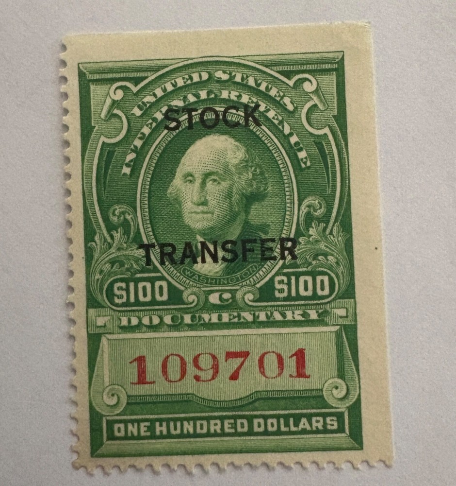 $100 US Stock Transfer Stamp #RD22