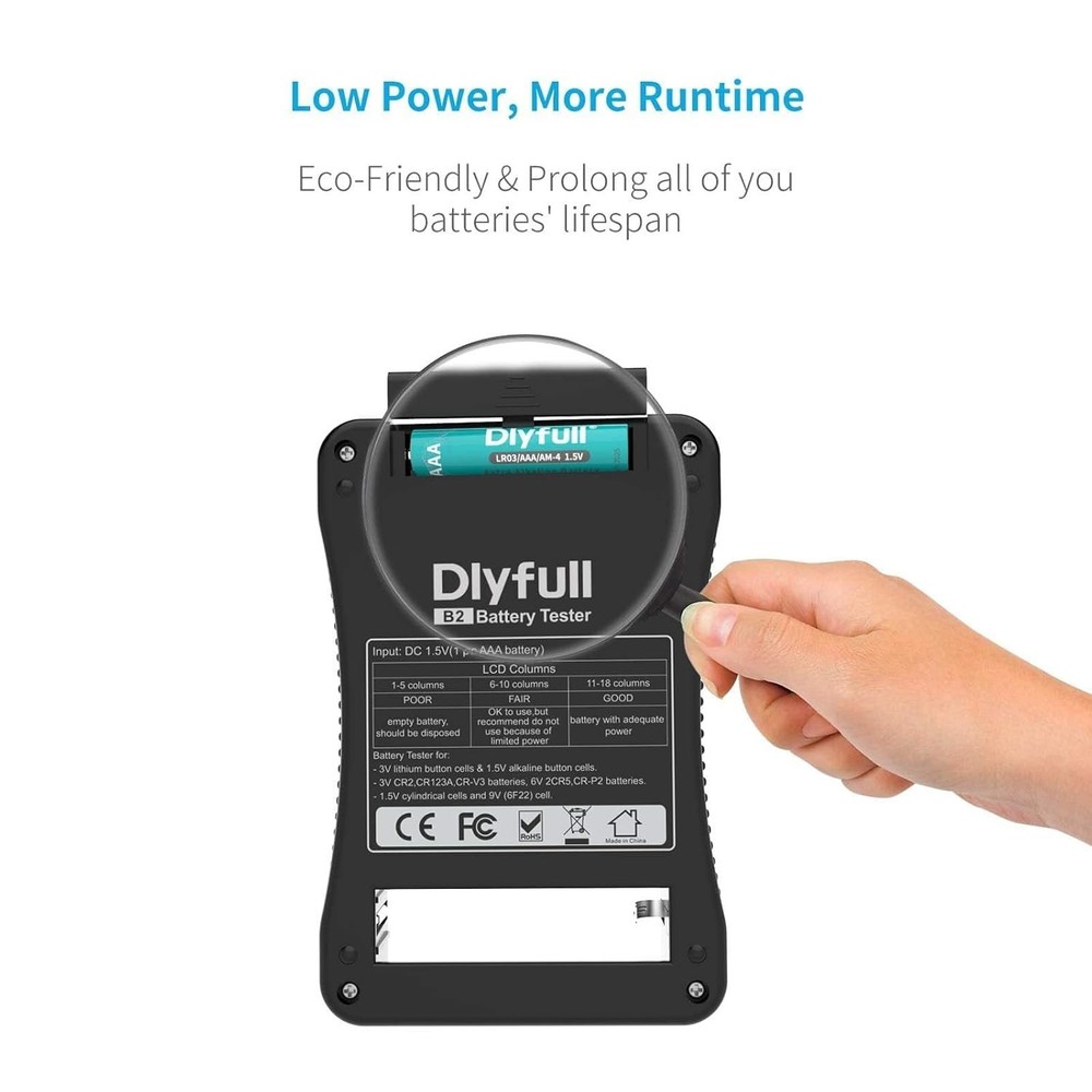 Universal LCD Battery Tester for AA AAA C D 9V & Button Cells - Compact & Quick