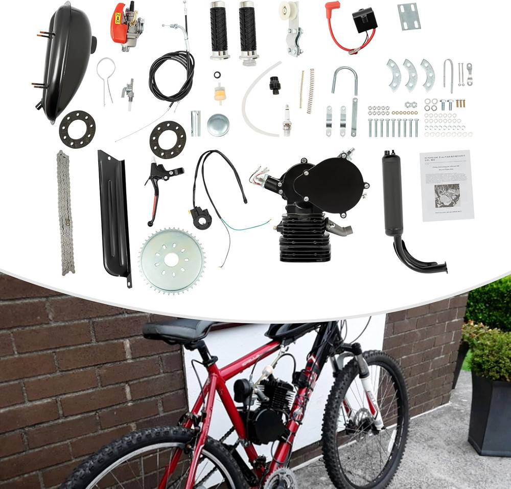110Cc Bicycle Engine Kit, 2-Stroke Gas Motorized Bicycle Conversion Kit Fit for