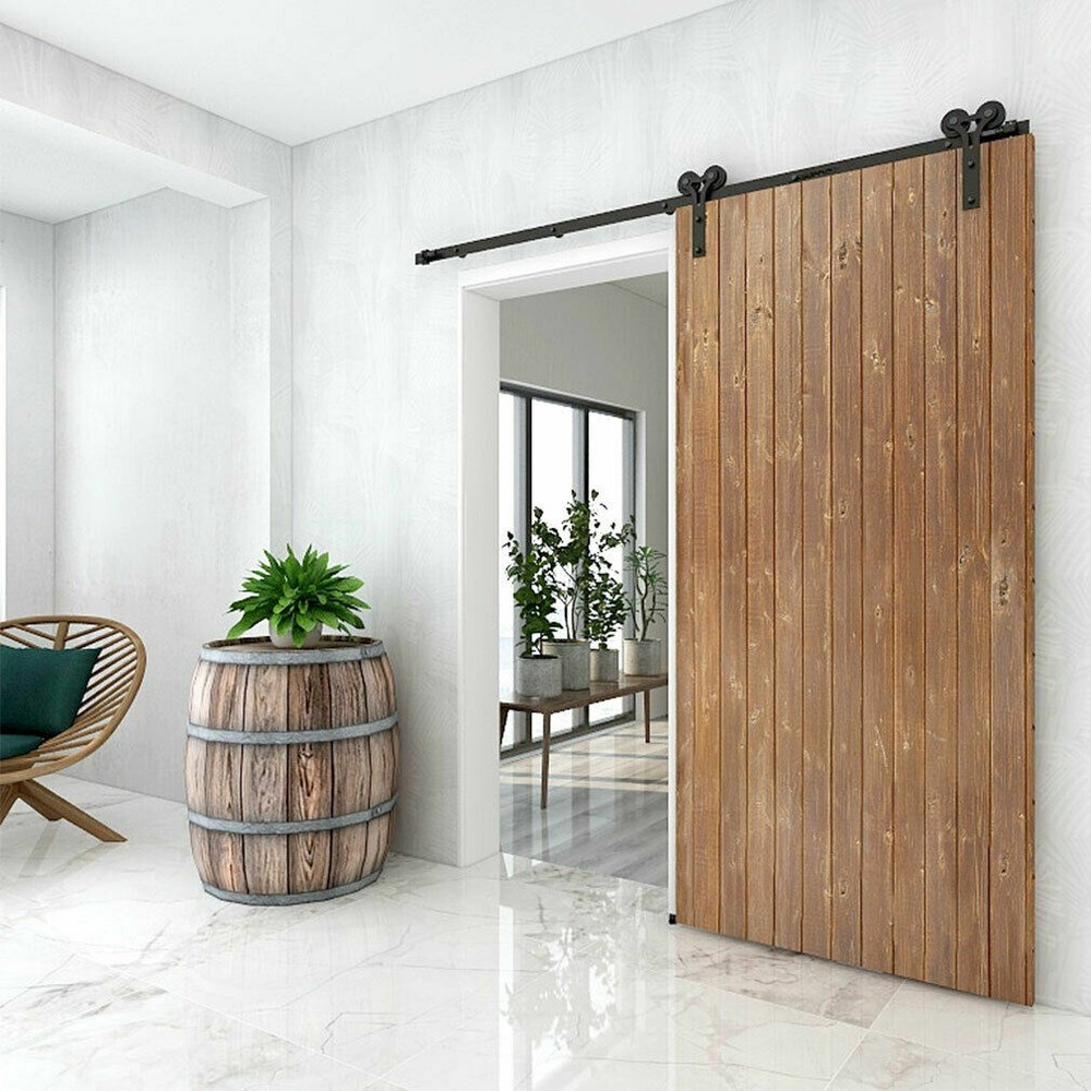 4-20FT Ceiling Mount Bracket Sliding Barn Door Hardware Track Kit Single/Double