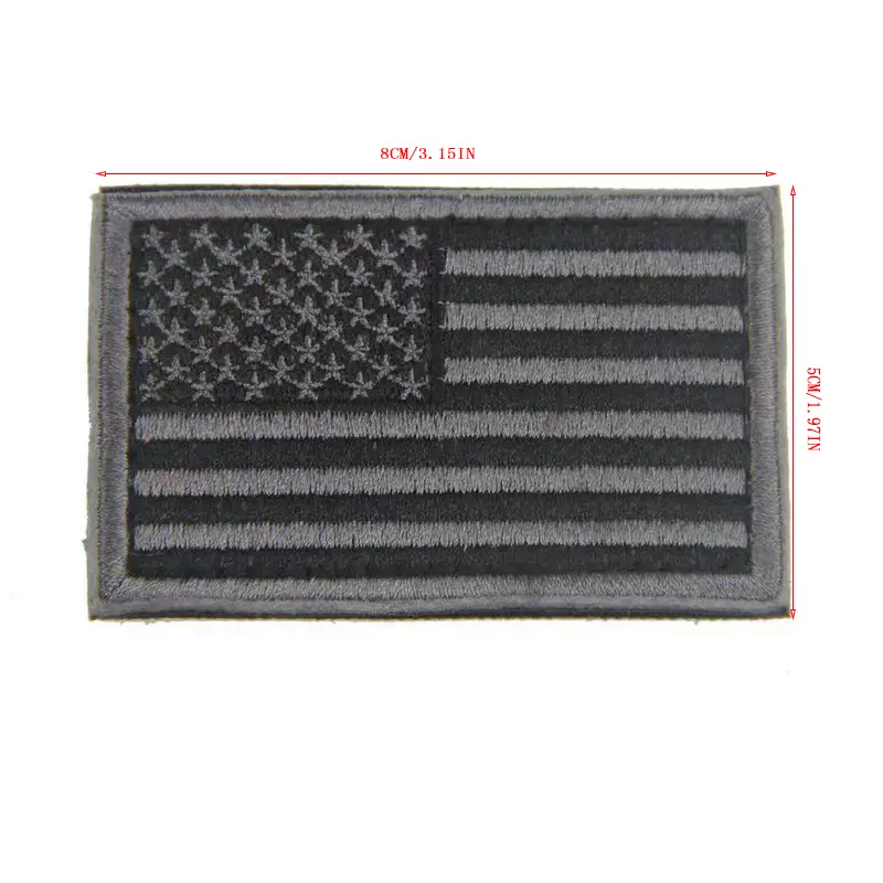 USA American Flag Patch 3''X 2'' Hook & Loop-Black