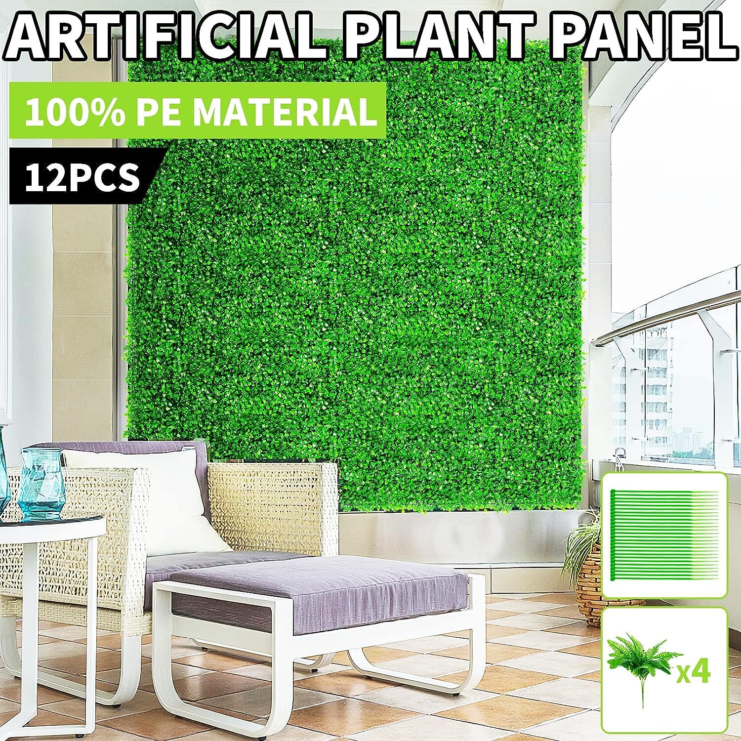 12/24PC Artificial Boxwood Mat Wall Hedge Decor Privacy Fence Panels Grass 24x16