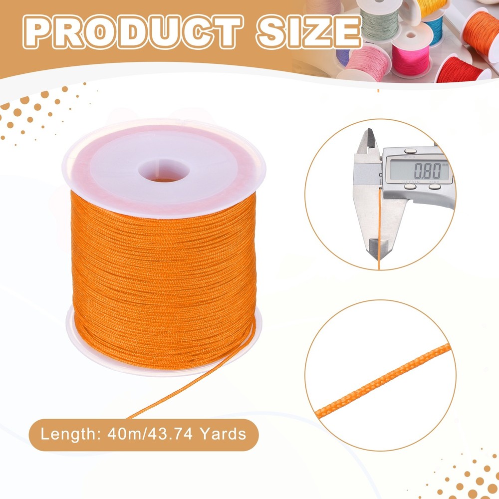 0.8mm Nylon String for Bracelets, 44 Yards Nylon Beading Thread(Orange)
