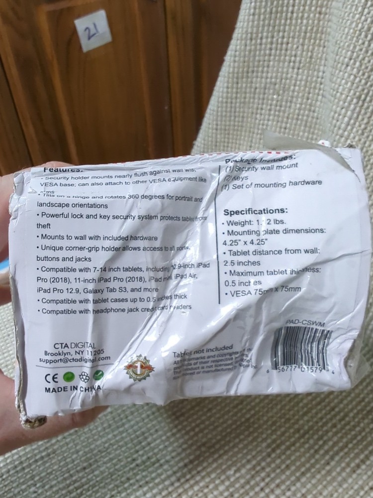 CTA Compact Wall Mount – CTA Security Wall Mount with Lock & Key System for iPad