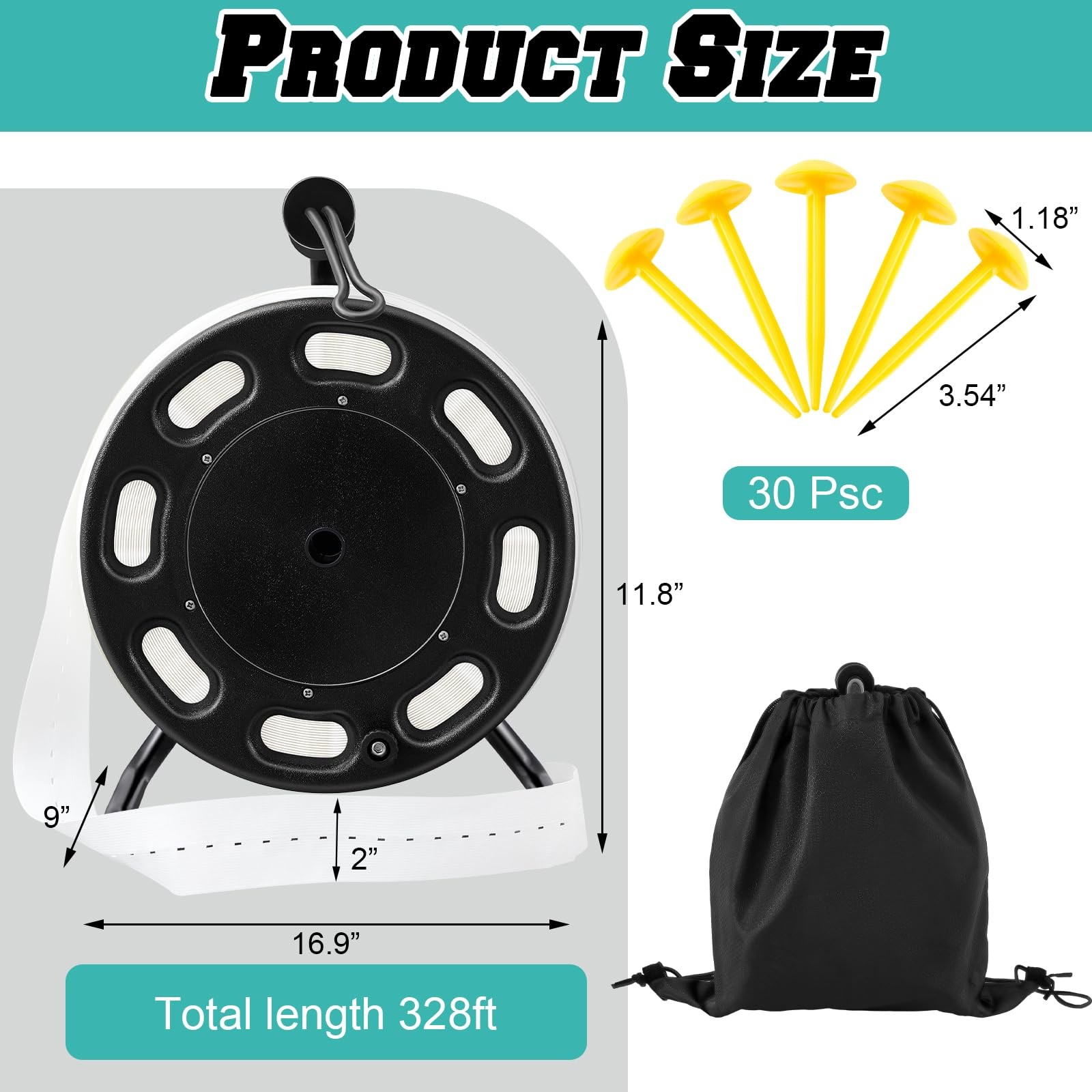 328 ft Field Marking Tape Kit Stretchable Portable Durable Pitch Marking Tape...