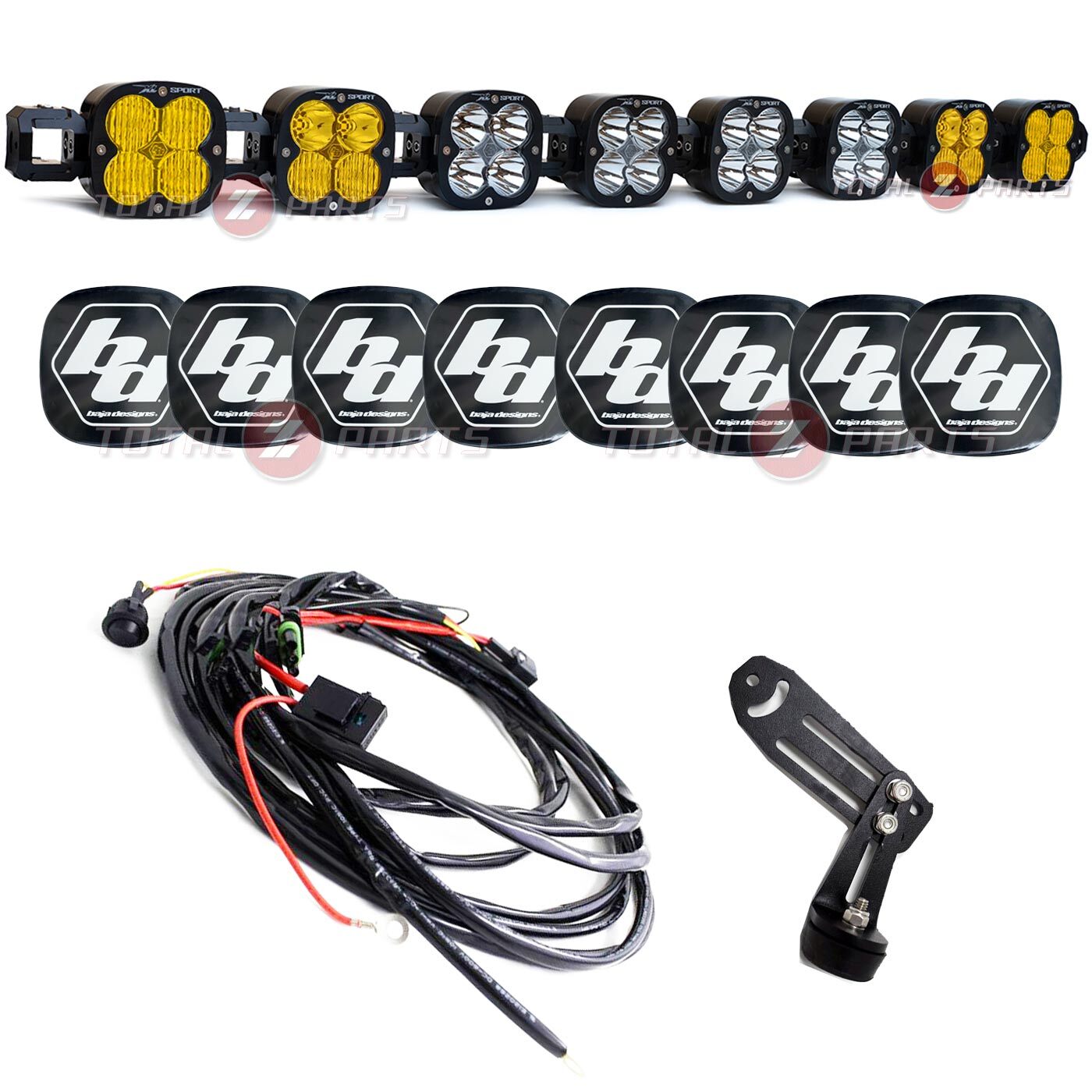 Baja Designs® 8 XL Linkable LED Amber/Clear Universal Light Bar, Wiring & Covers