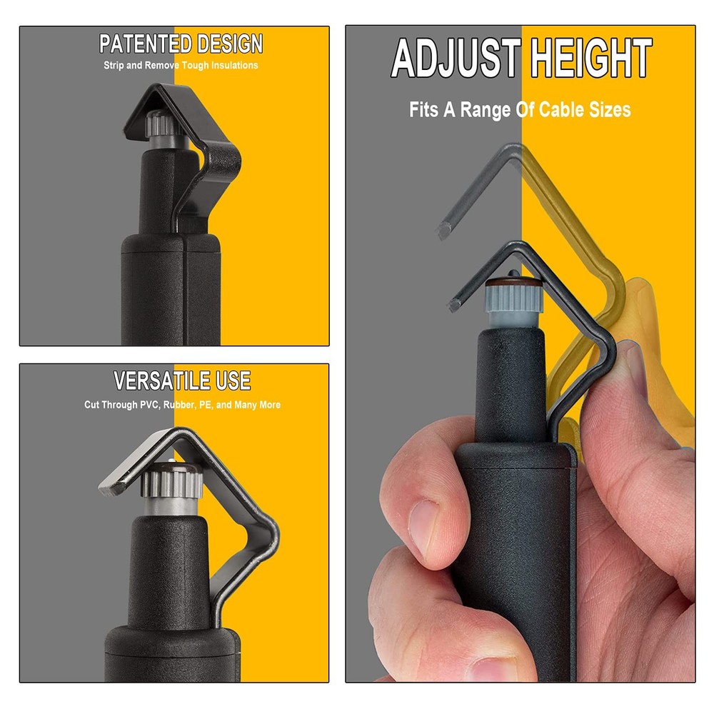 Round Cable Stripper Tool with Adjustable Cutting Depth Jacket Slitter