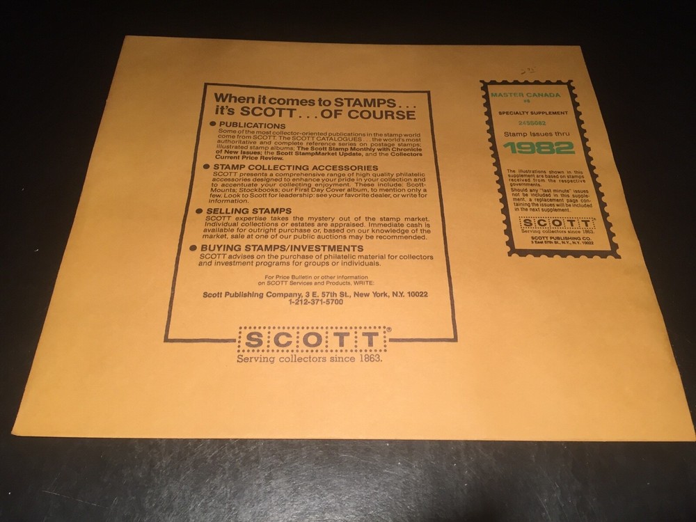 Scott Stamp Album Pages Master Canada Supplement #8 - 1982 - New