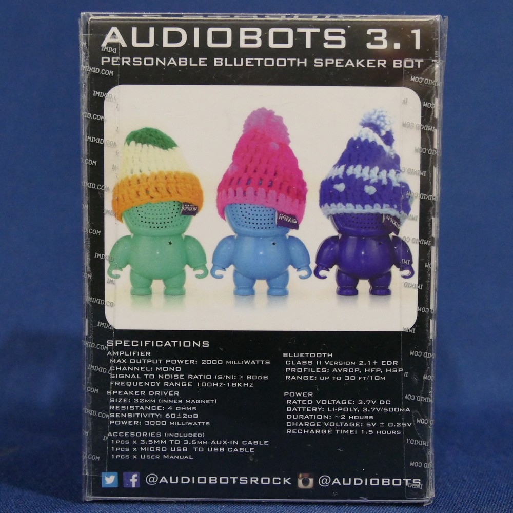 Audiobots 3.1 Bluetooth Connectivity Portable Wireless 2000 Milliwatt SpeakerBot