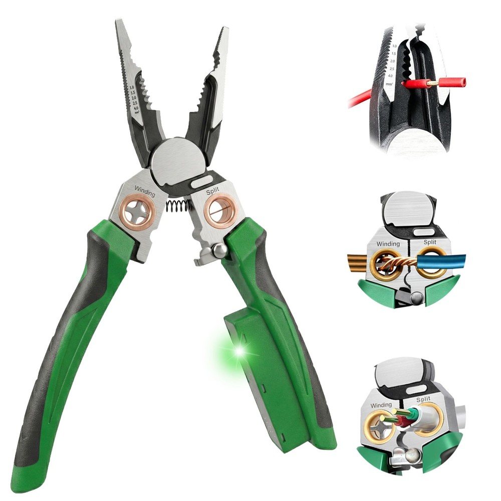 Chicat 8-in-1 Wire Stripper with Voltage Tester,Multi-function Electric Green