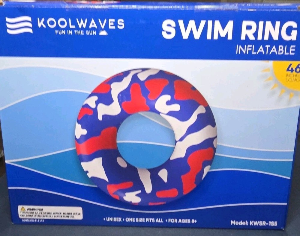Koolwaves Inflatable Swim Ring Pool Float Patriotic Pattern 46"