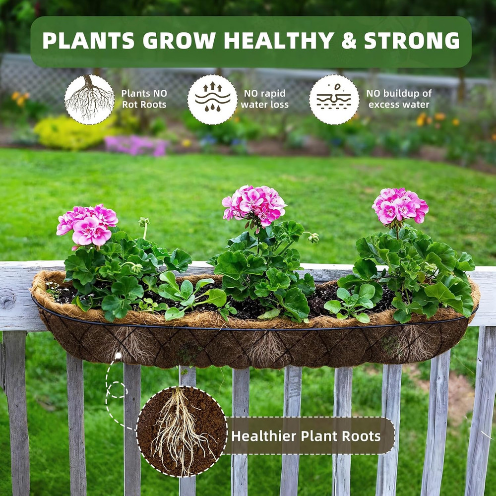 30 Inch Coco Liners Trough 3 Pack for Window Boxes Planters, Coconut Husk for Ra