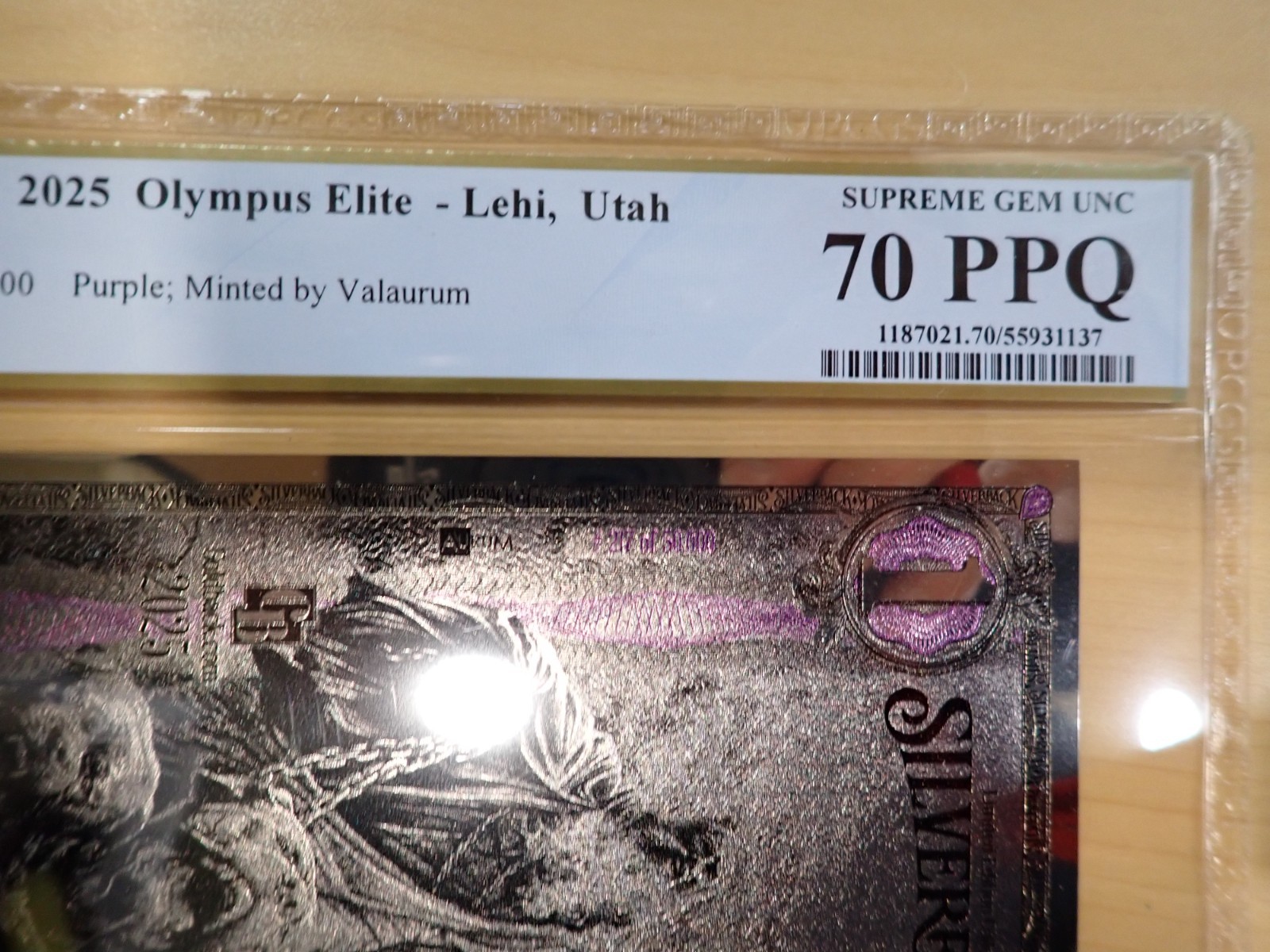 (PURPLE ELITE) 2025 Silverback Olympus Hades GEM UNC 70 PPQ - LIMITED EDITION