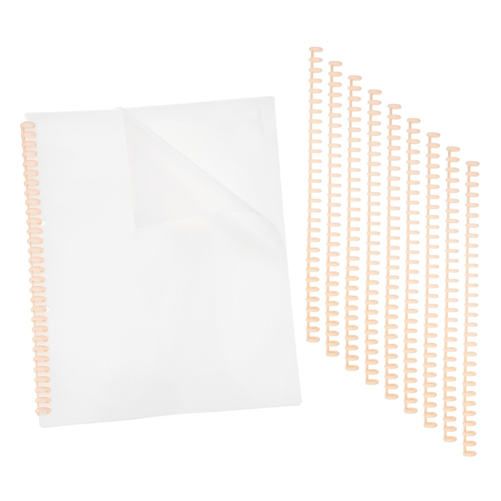 20Pcs Clear Presentation Binding Covers with 10Pcs 8.5mm Combs Kit, Light Pink