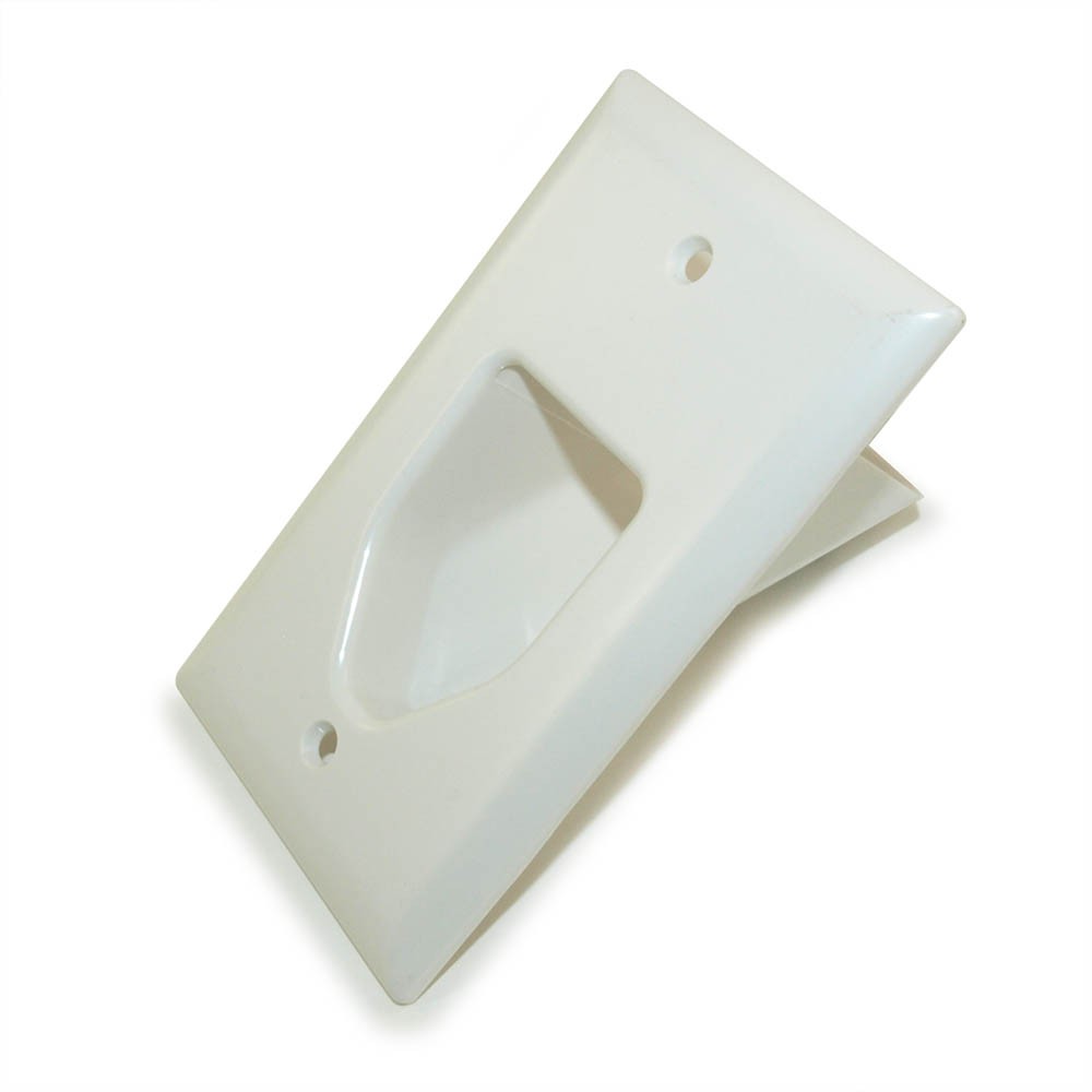 Wallplate: Single-Gang Recessed Cable Pass-thru  White