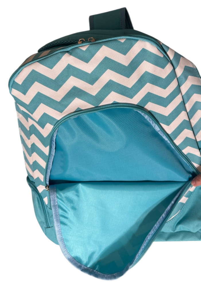 Backpack Turquoise Chevron Zigzag Print Lightweight Backpack Padded Straps New