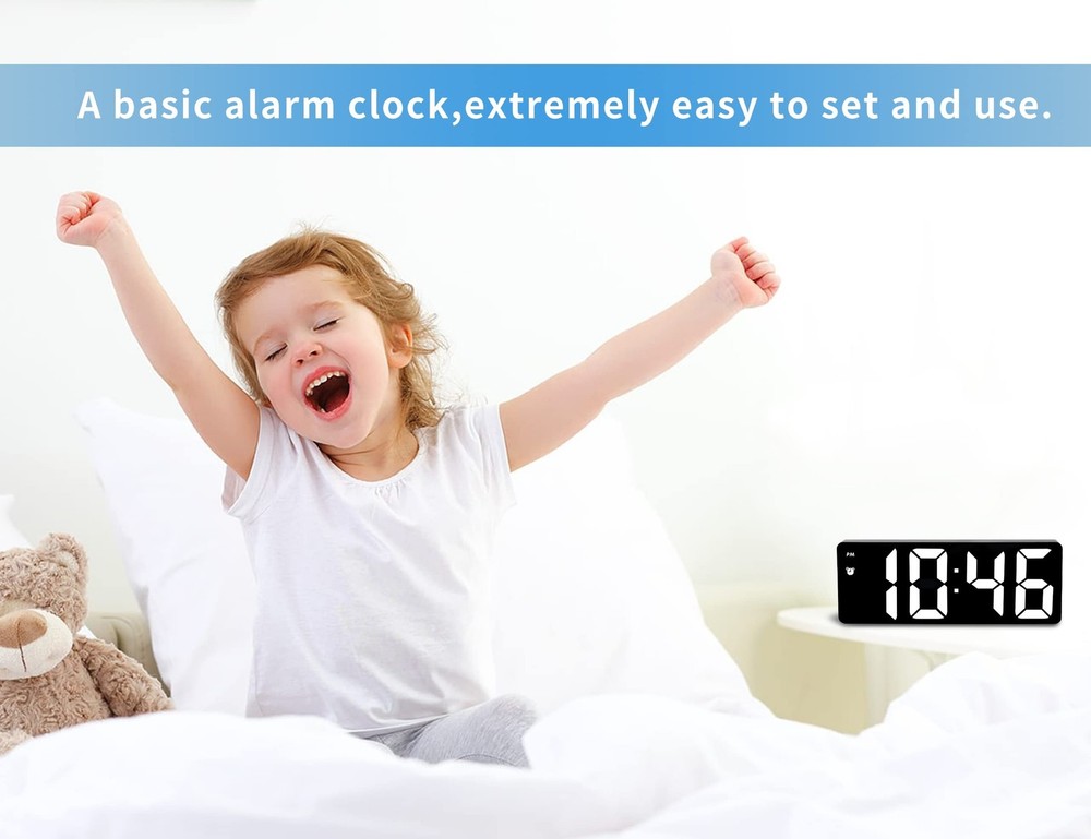 Digital Alarm Clock for Bedroom,Mirror Surface LED Electronic Clocks,Adjustab...