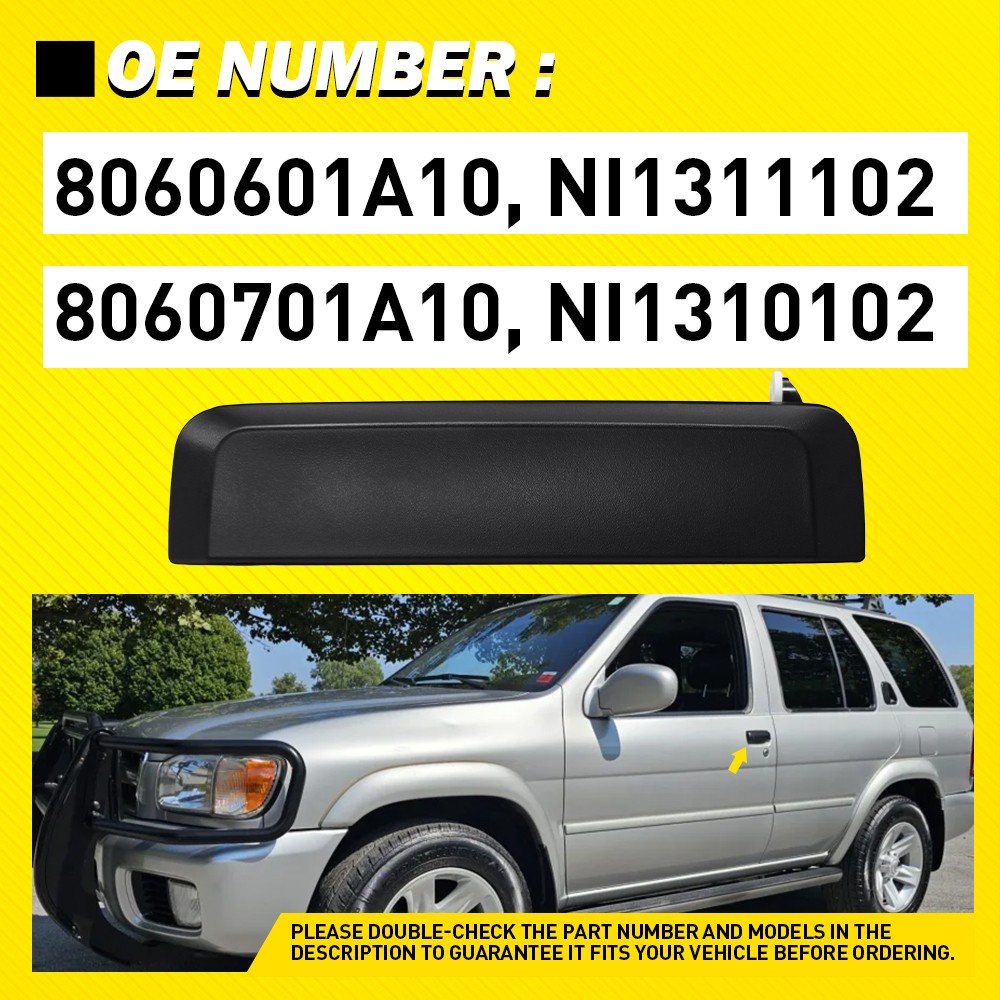 For Nissan 1986-1994 D21 Driver&Passenger Side Front Door Handle Outer Black 2X