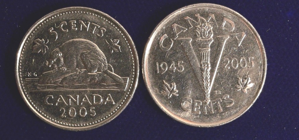 ~~ 2005 ~~ - 5 Cent - Canadian Nickels - Two different Varieties