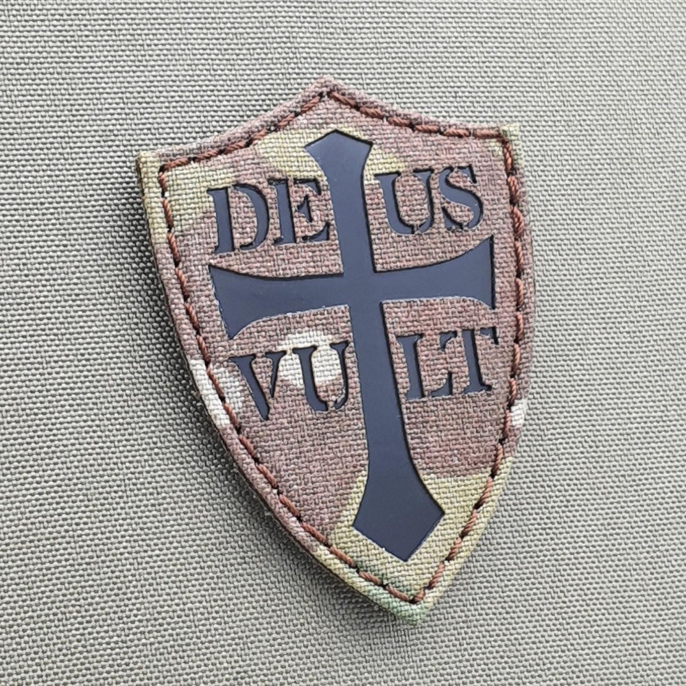 IR deus vult crusader cross shield multicam DEVGRU tactical morale patch