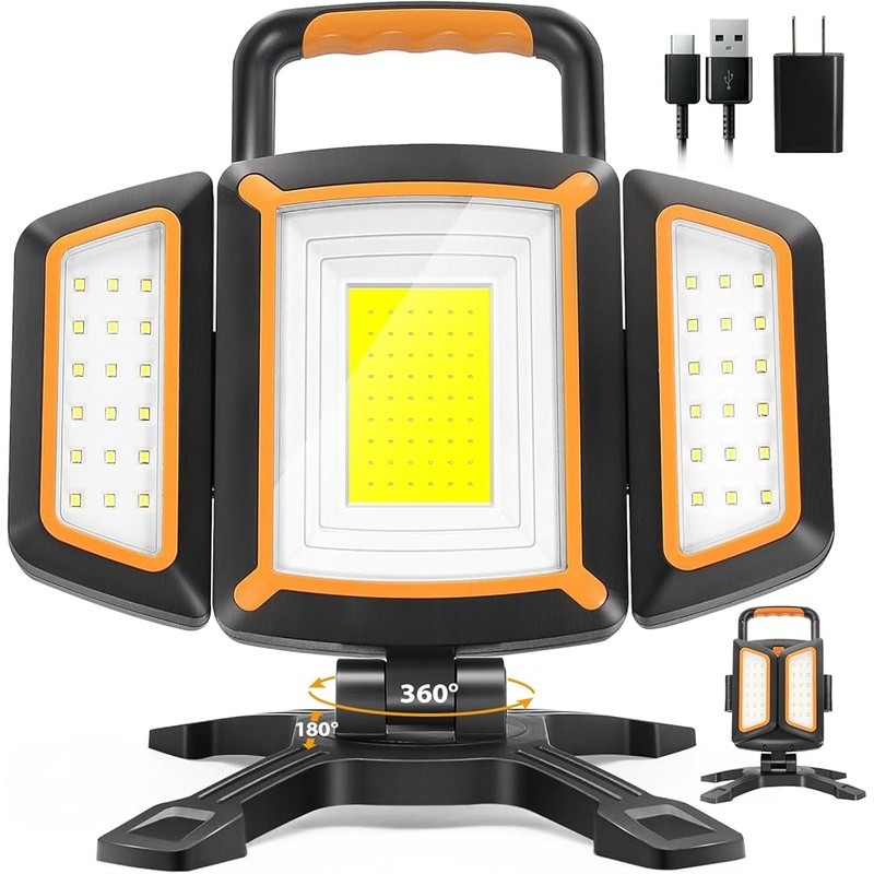Rechargeable LED Work Light 180° Adjustable Waterproof Battery Powered New