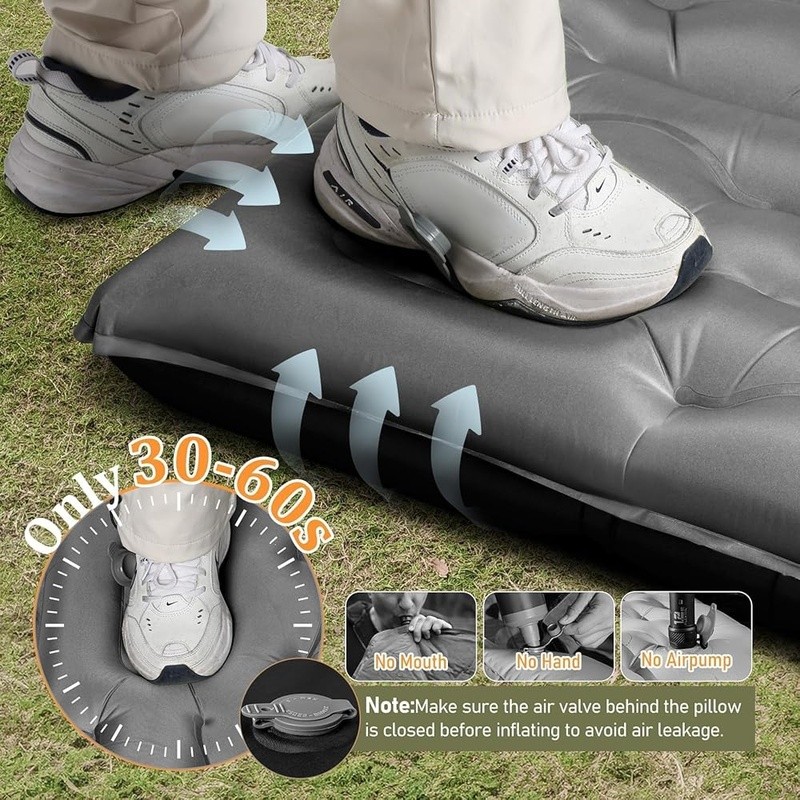 Extra Thick Inflatable Camping Sleeping Pad Built-In Pump Portable Waterproof US
