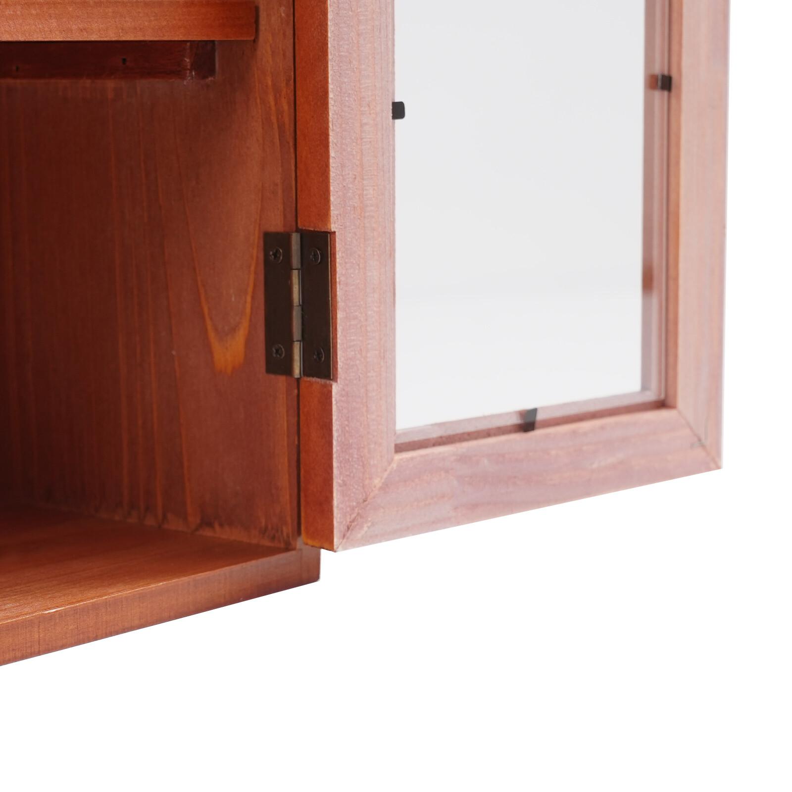 12.09*4.72*14.17in Brown Solid Wood& Acrylic Freestanding 3-tier Storage Cabinet