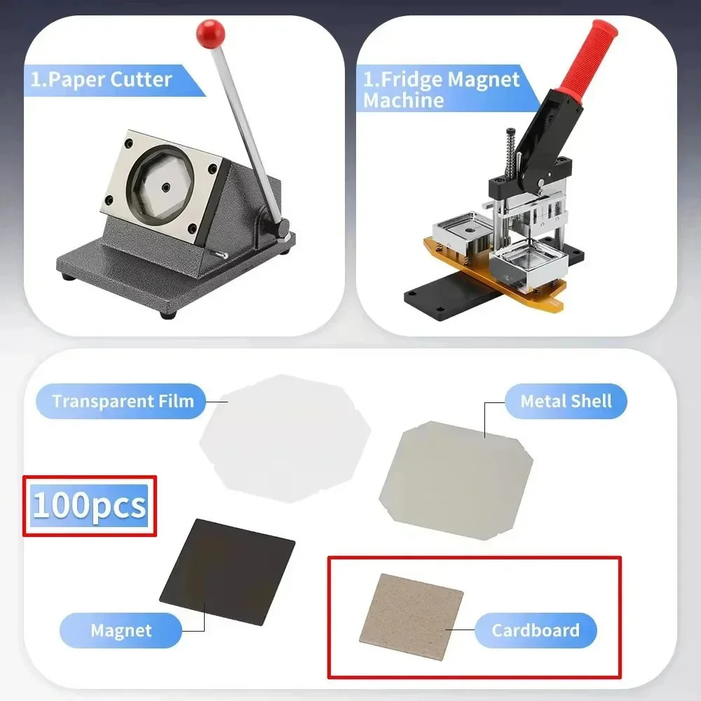 (1000 Magnet Material) Photo Kit Fridge Magnet Button Maker Machine Refrigerator