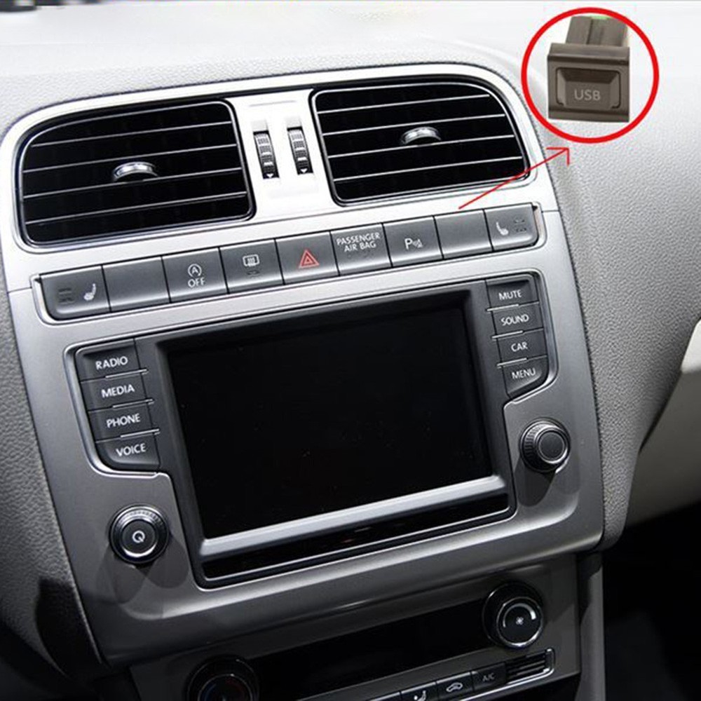Black Car Dash Flush Mount USB Port Panel with Dual Extension Adapter Cable