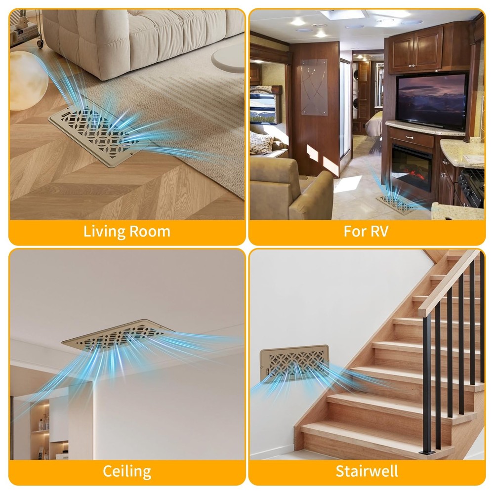 Floor Vent Covers, Floor Register 4x12, 2 Pack Adjustable Decorative Vent Covers