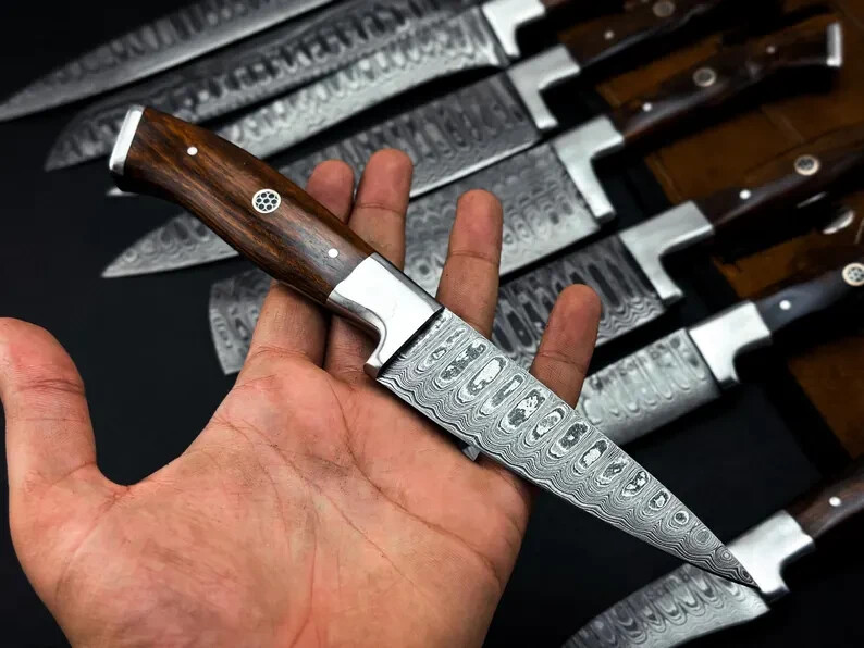 Hand Forged Damascus steel chef set
