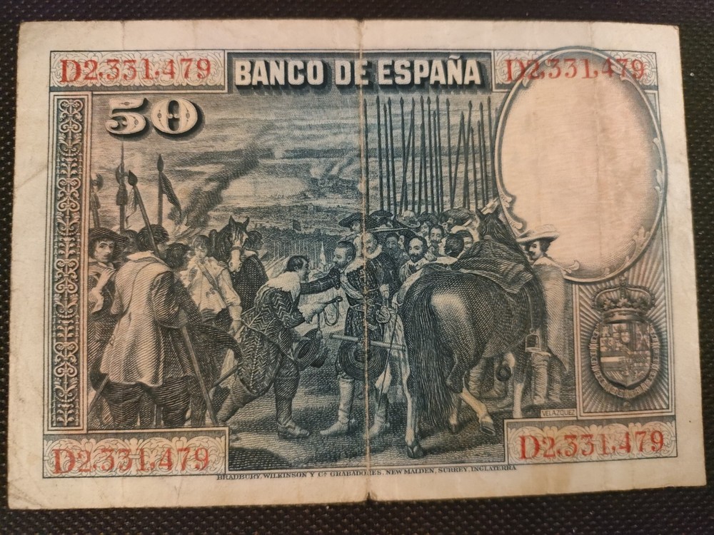 1928 Spanish Banknote. 50 Pesetas.