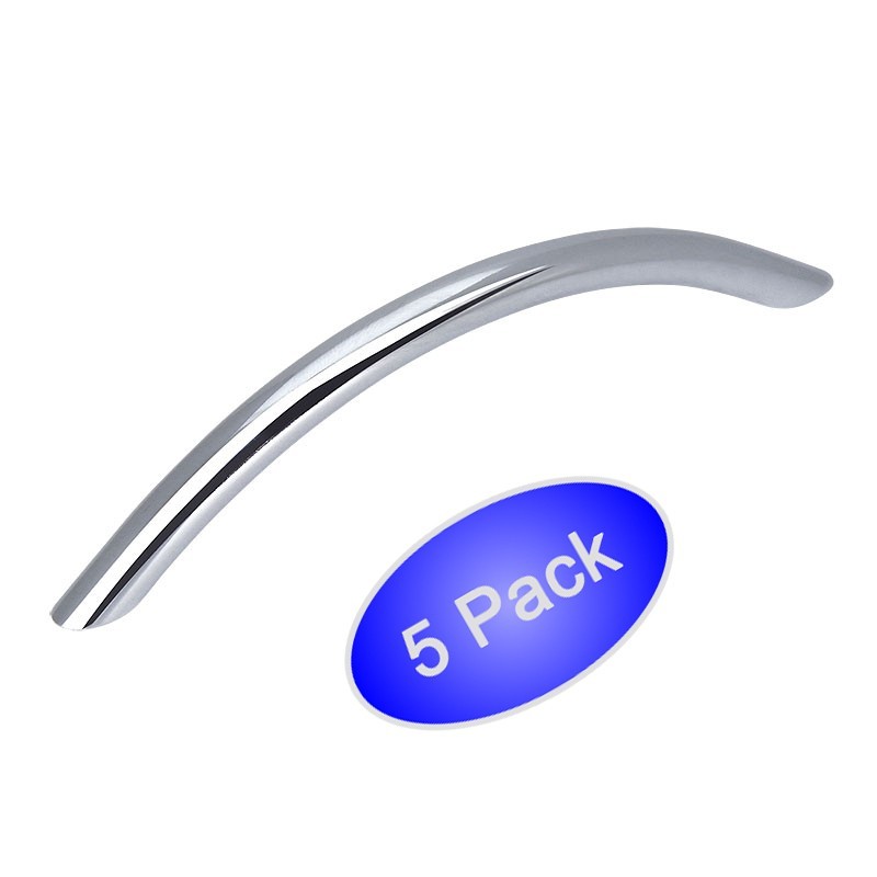 Cosmas Polished Chrome Bow Cabinet Handle Pulls, 5-Pack, Model #801-128CH
