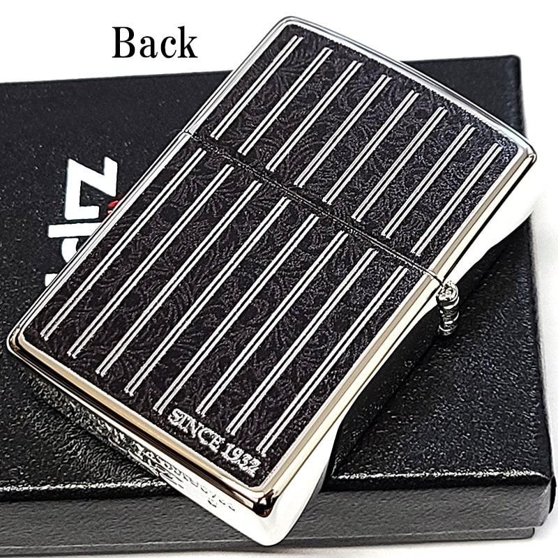 Zippo American Classic Stripe Black Silver 2 Sided Processing Lighter Japan