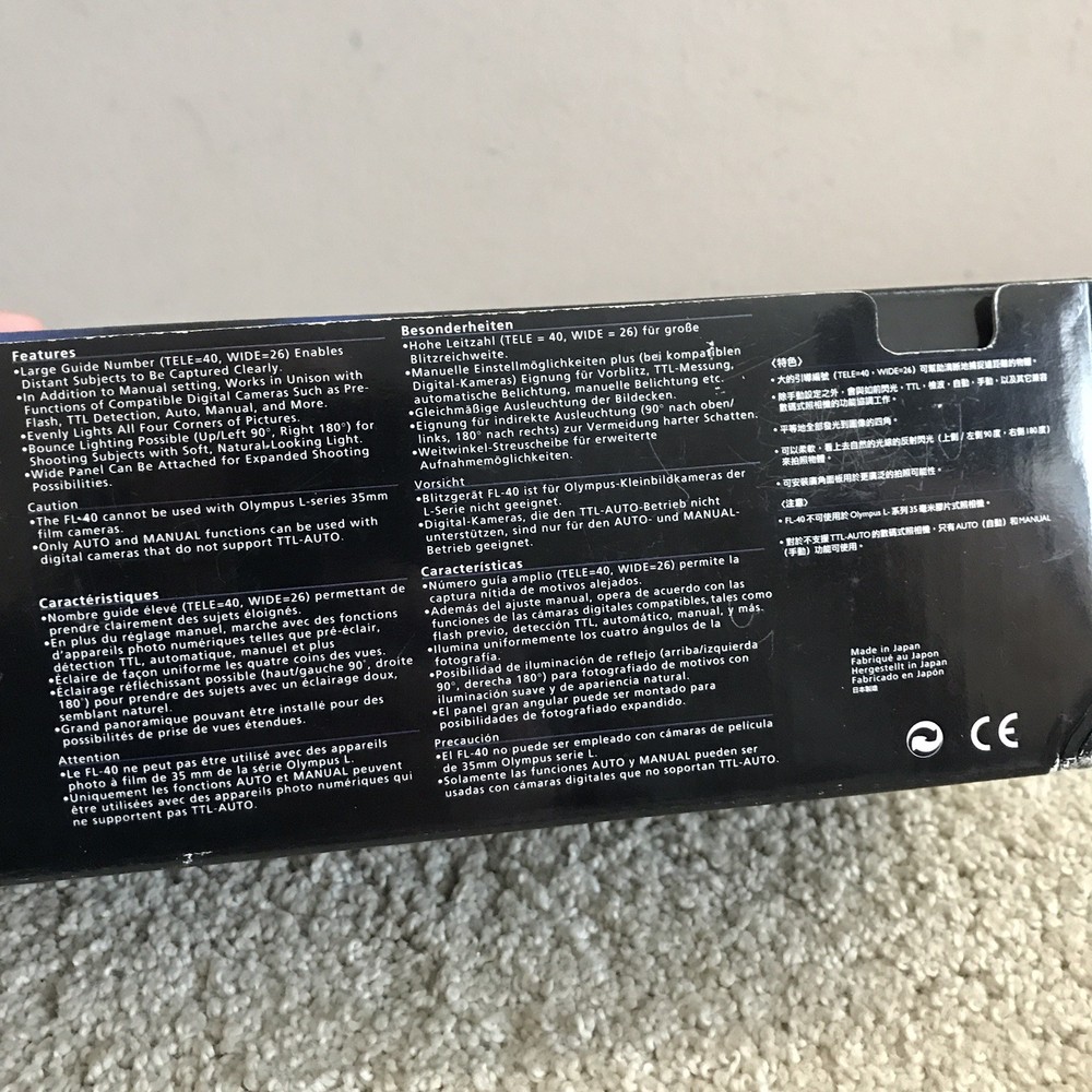Olympus FL-40 Electronic Camera Flash Unit New In Open Box